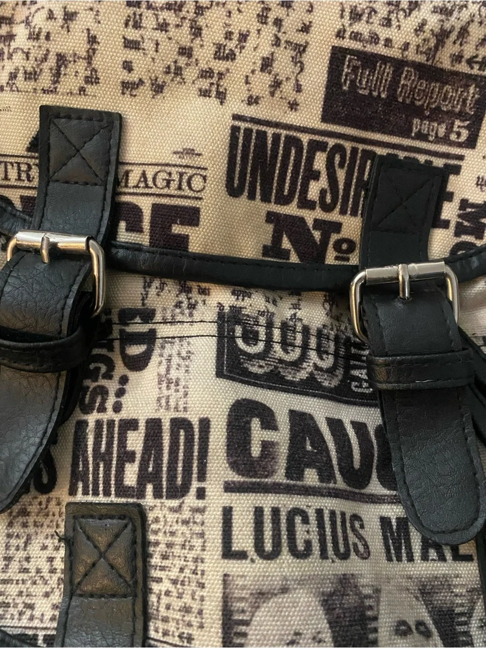 Canvas Newsprint Backpack with Black Trim - Men Bags